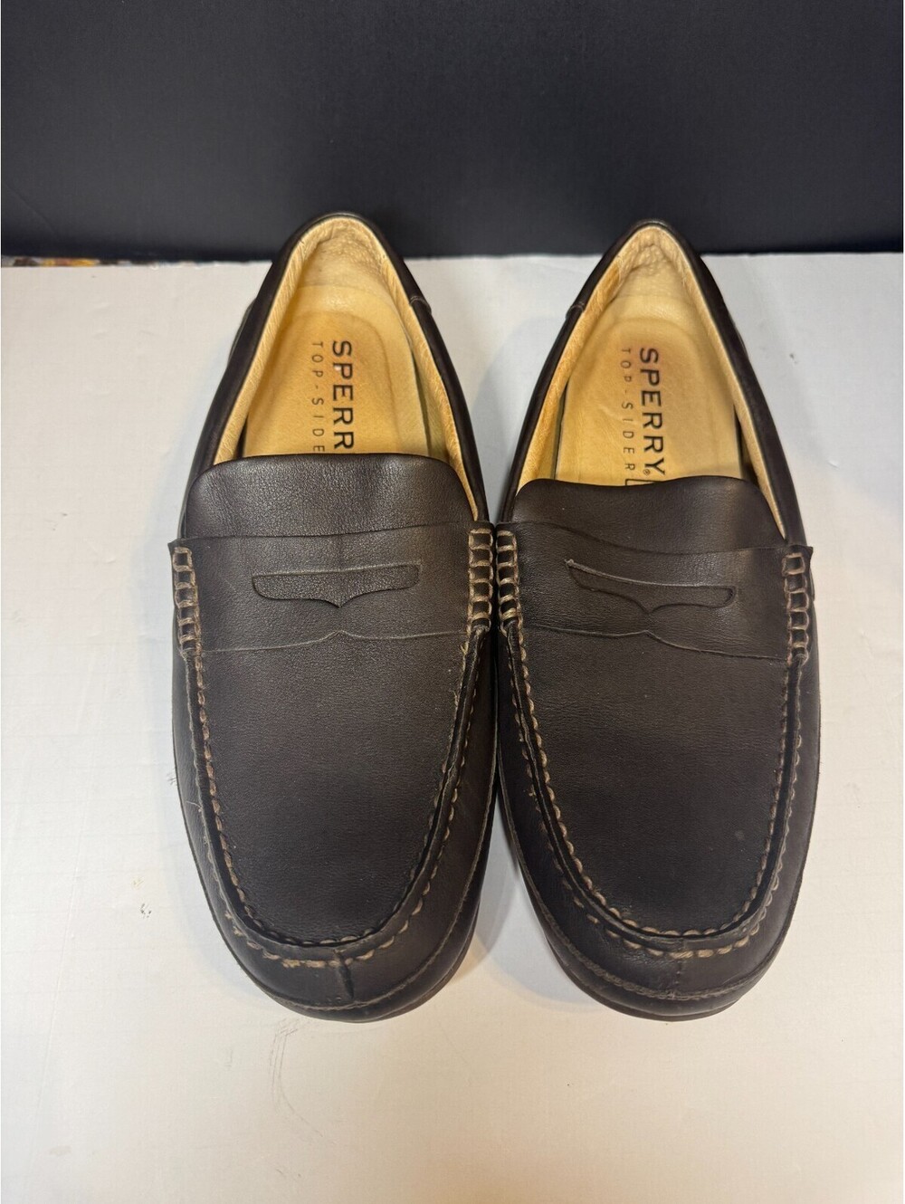 Men's 12 Sperry Top-Sider Hampden Venetian Penny Loafer Dark Brown Dress Shoe